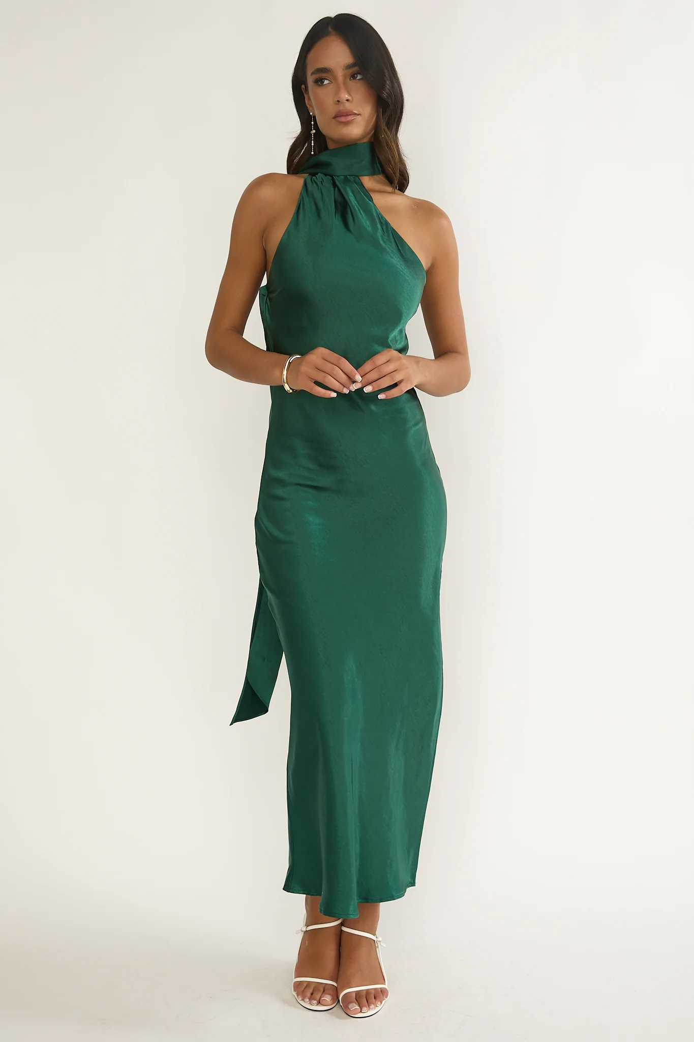 Rionna Open Cowl Back Maxi Dress Forest Green - Image 4