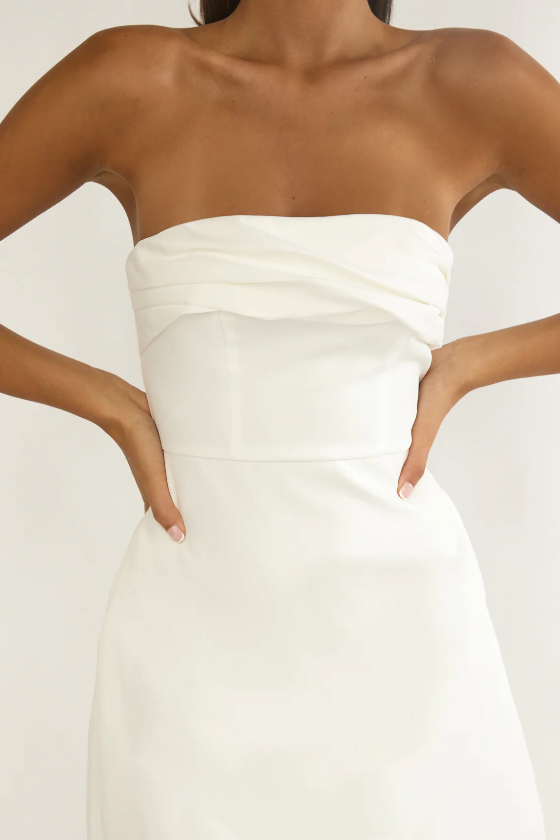 Serenelle Foldover Bust Mini Dress White - Image 3