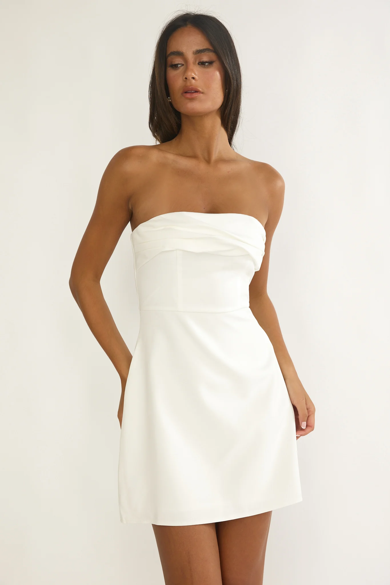 Serenelle Foldover Bust Mini Dress White - Image 5