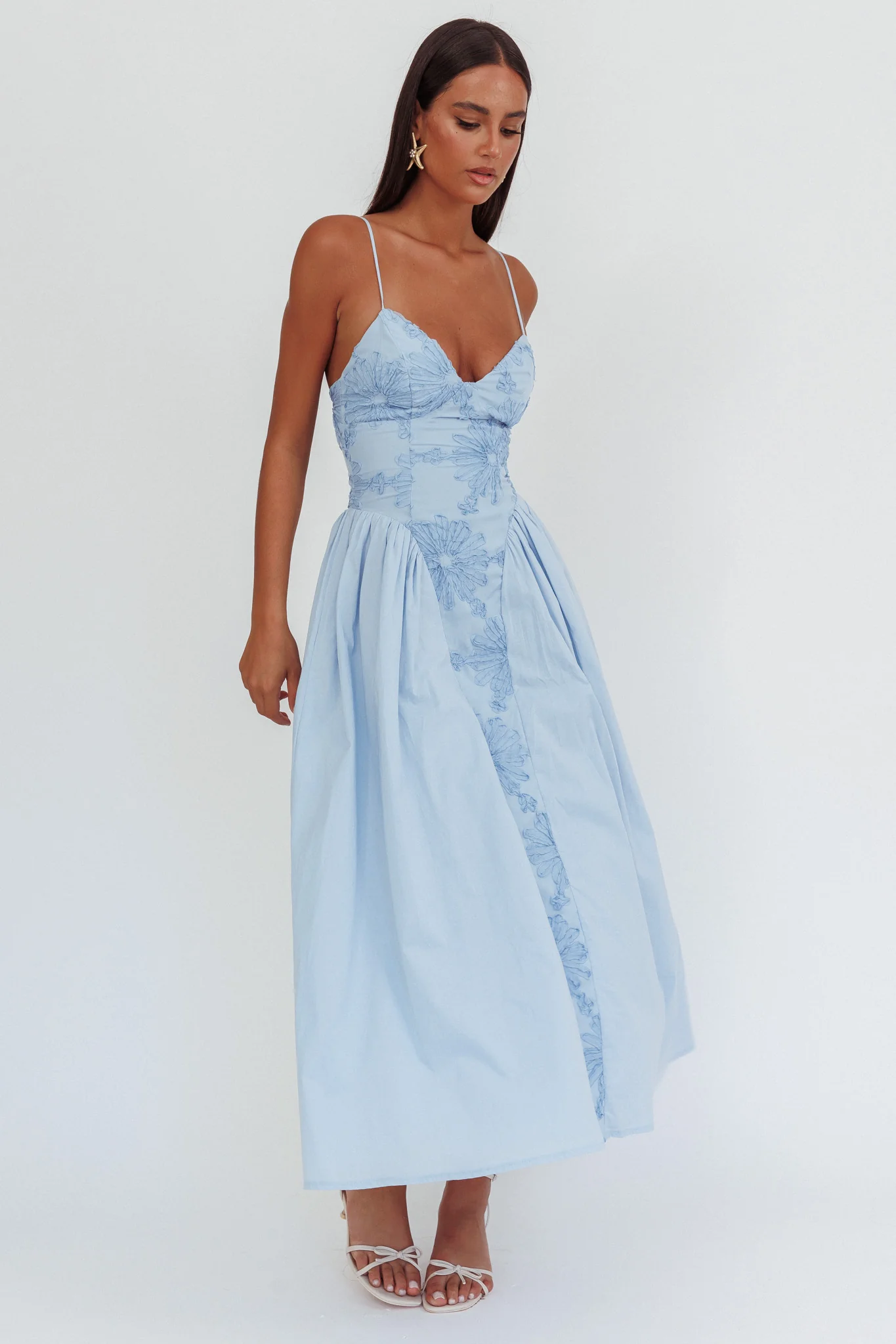 Serifine Floral Embellished Maxi Dress Blue - Image 4