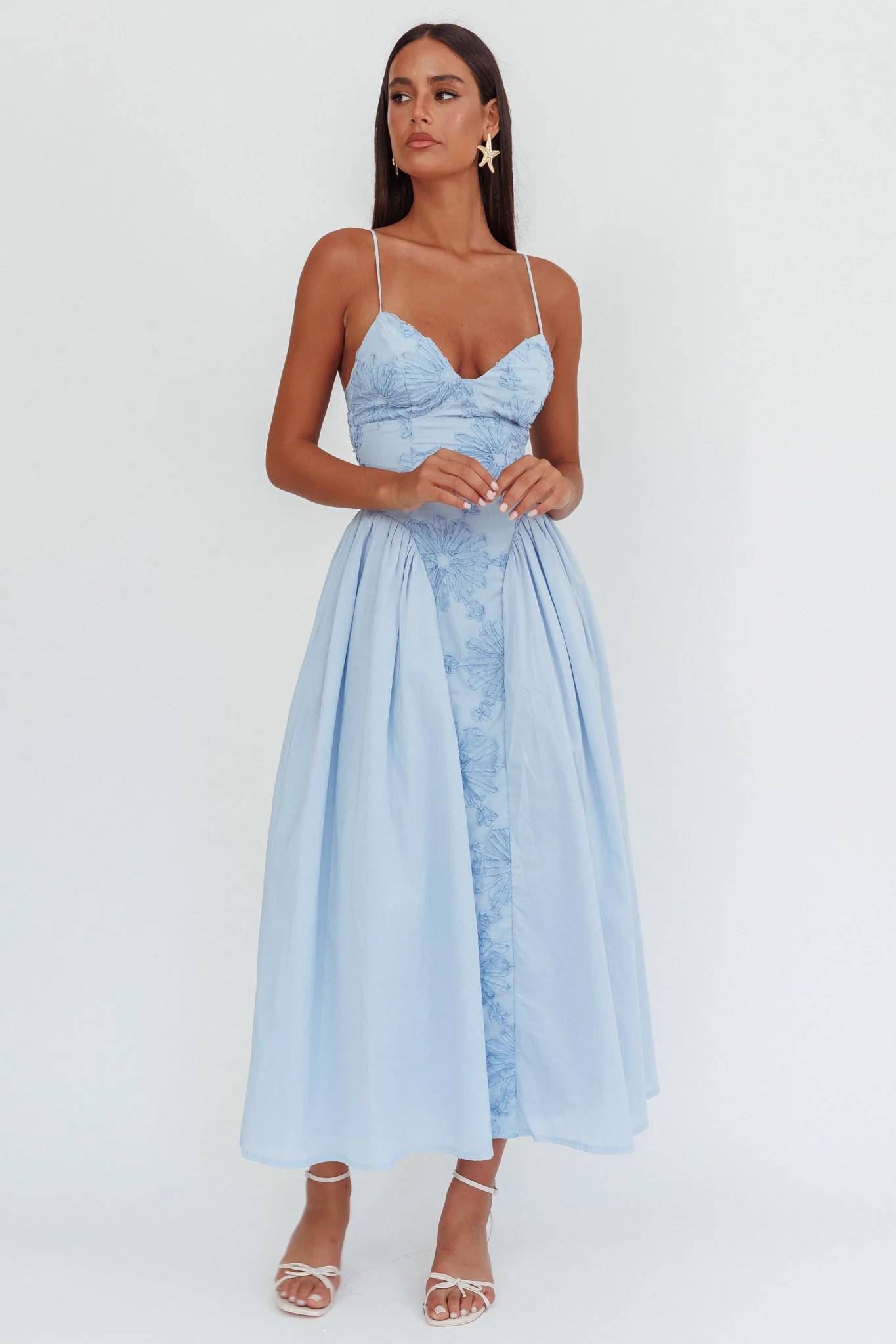 Serifine Floral Embellished Maxi Dress Blue - Image 5