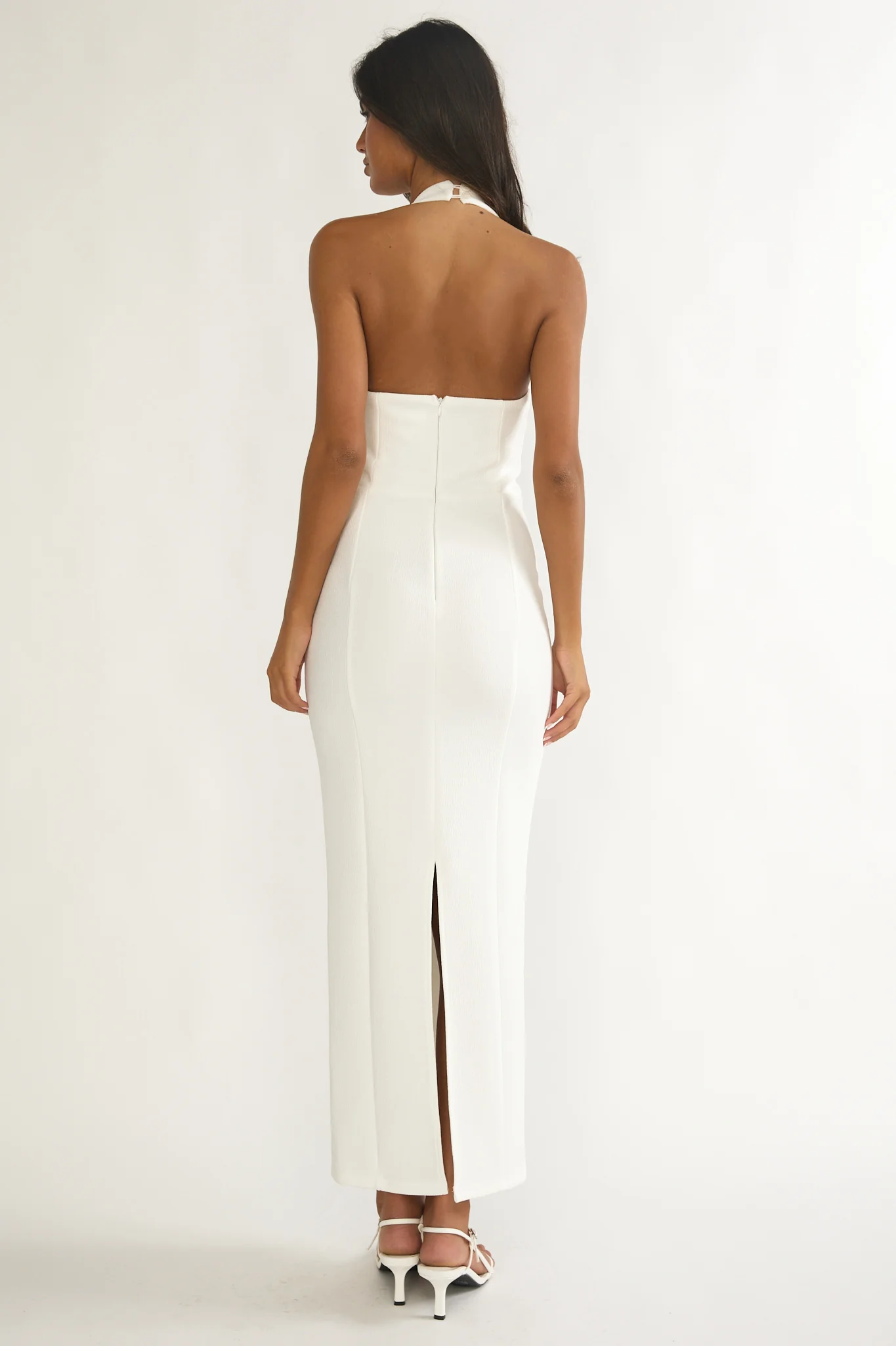 Shailyn Scoop Neck Halter Maxi Dress White - Image 2