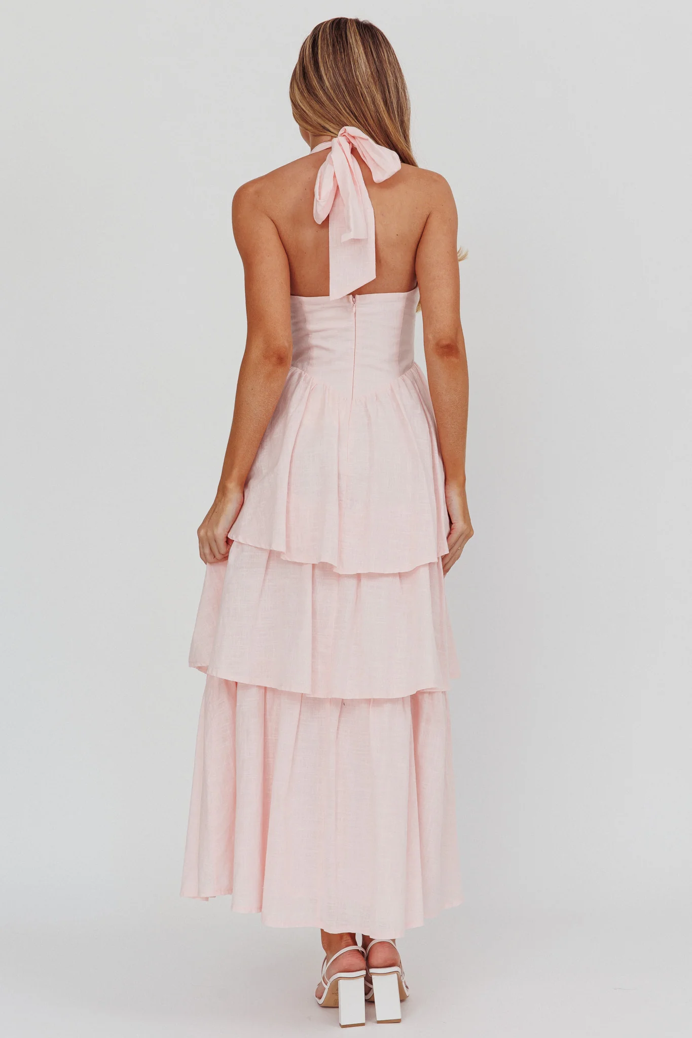 Shaya Tiered Ruffle Maxi Dress Pink - Image 3