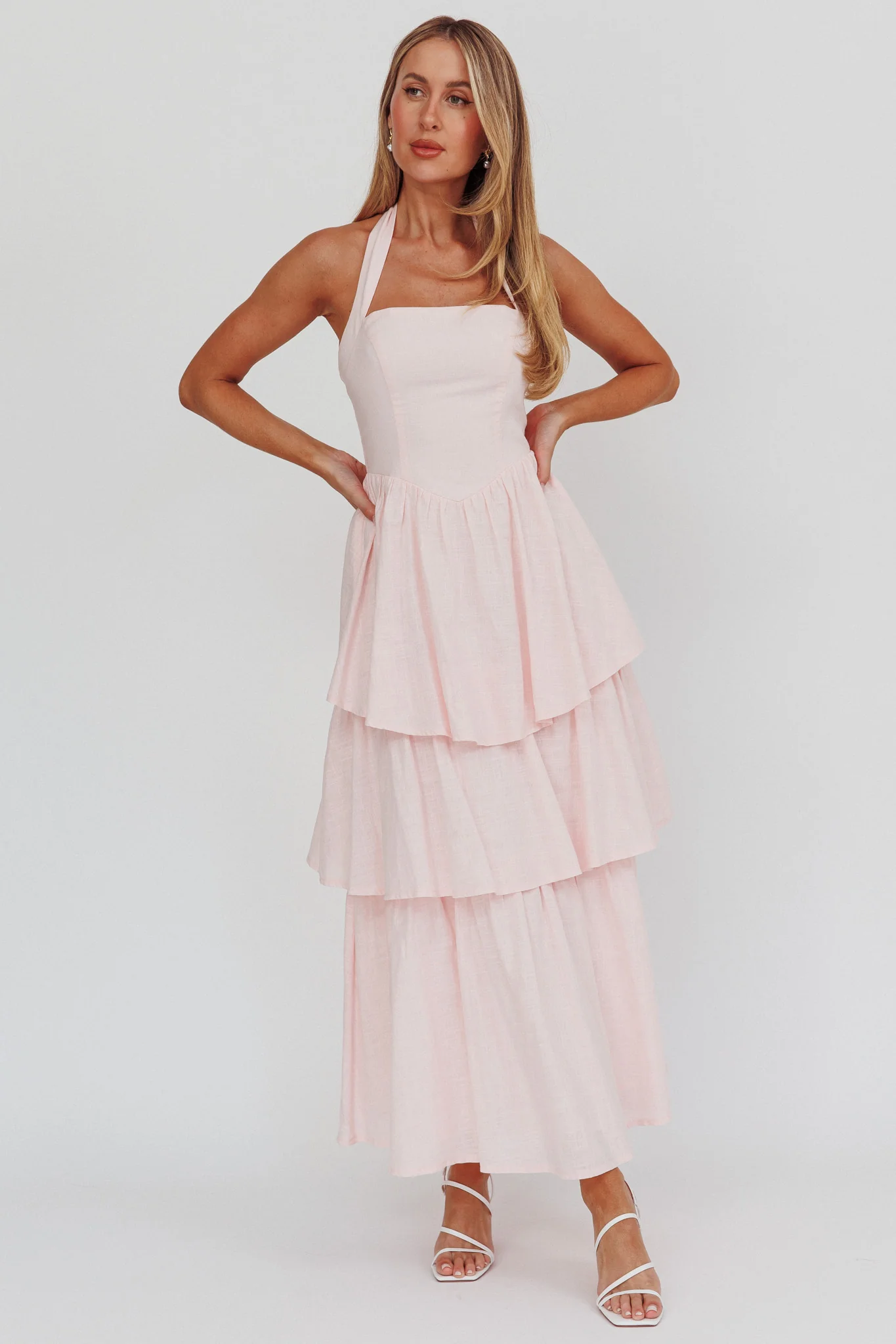 Shaya Tiered Ruffle Maxi Dress Pink - Image 5