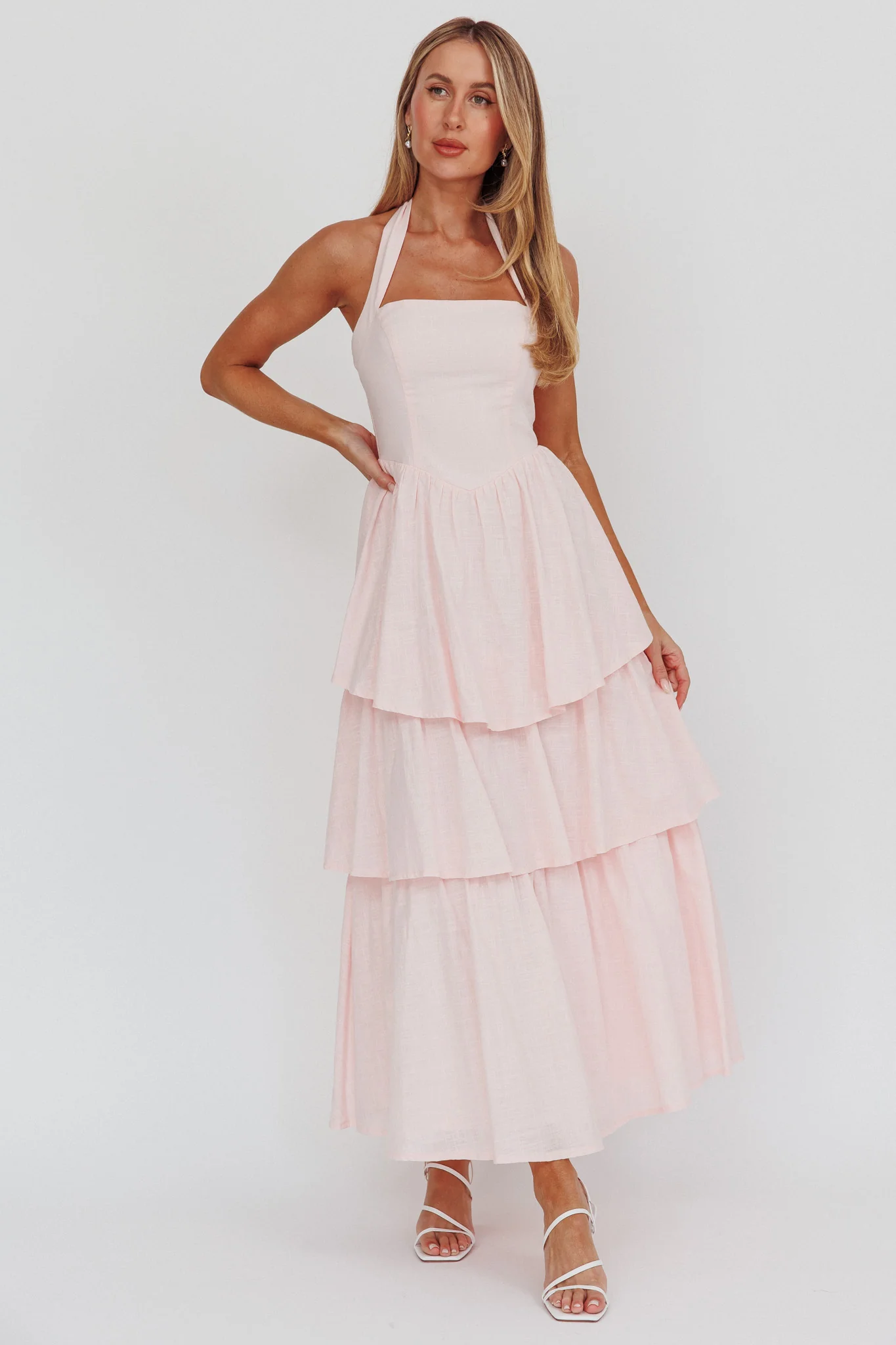 Shaya Tiered Ruffle Maxi Dress Pink - Image 6