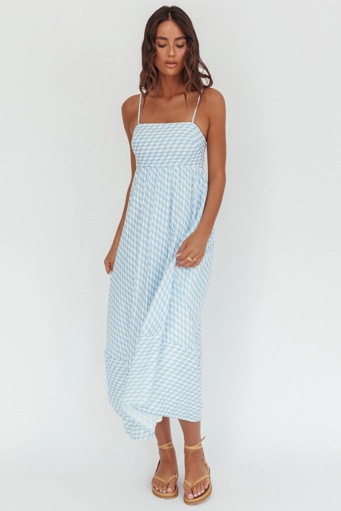 Shirley Square Neckline Maxi Dress Print Light Blue - Image 4