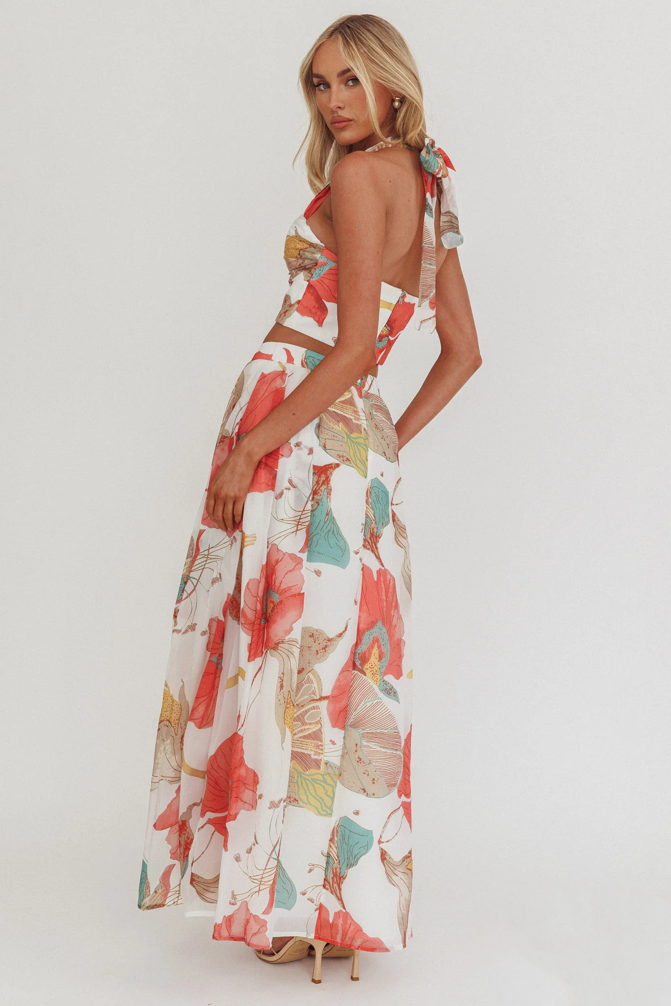 Simple Things A-Line Maxi Skirt Floral White - Image 2