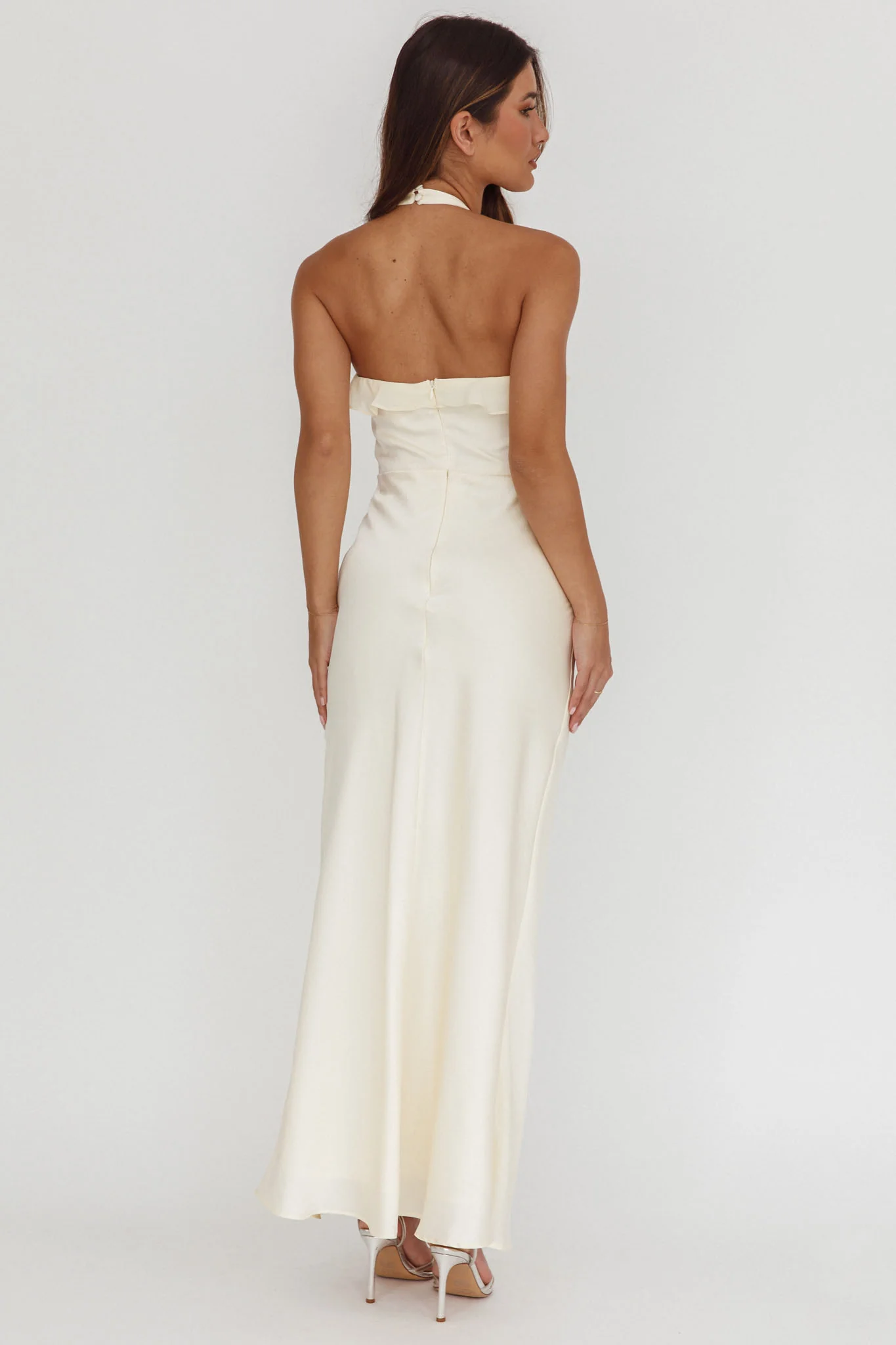 Starlet Halterneck Sash Maxi Dress Butter - Image 3