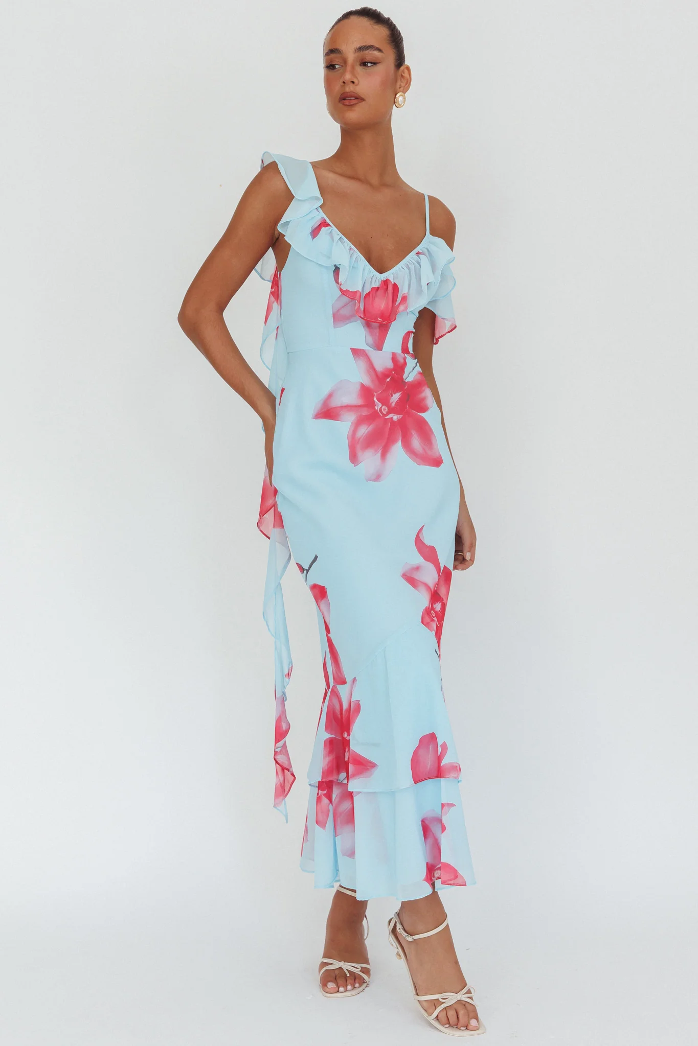 Sun Lover Ruffle Trim Maxi Dress Lily Blue - Image 5