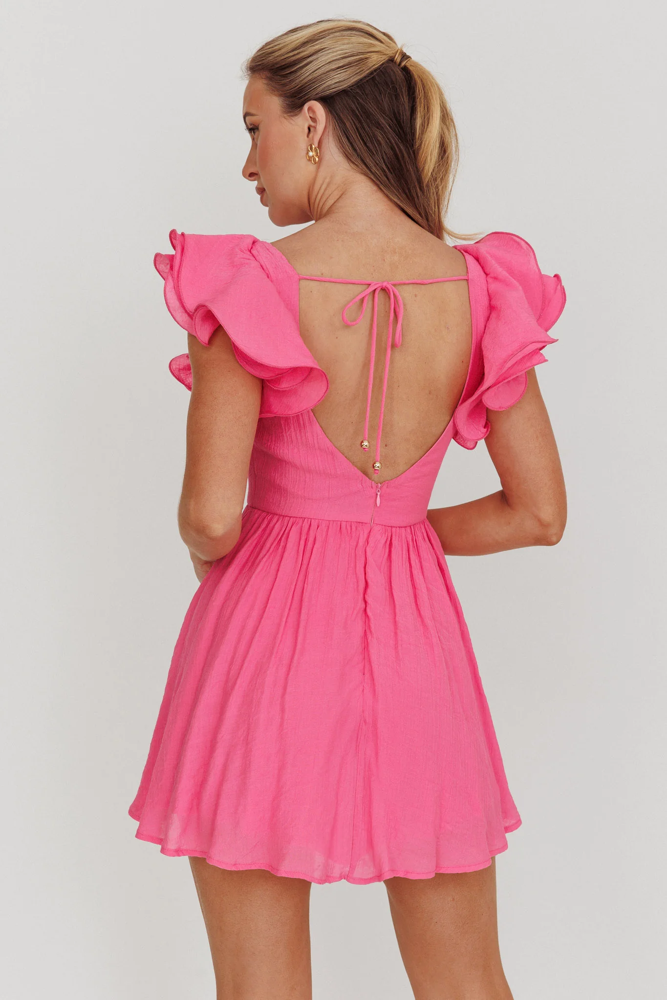 Sunday Dreams Ruffle Strap Mini Dress Pink - Image 3