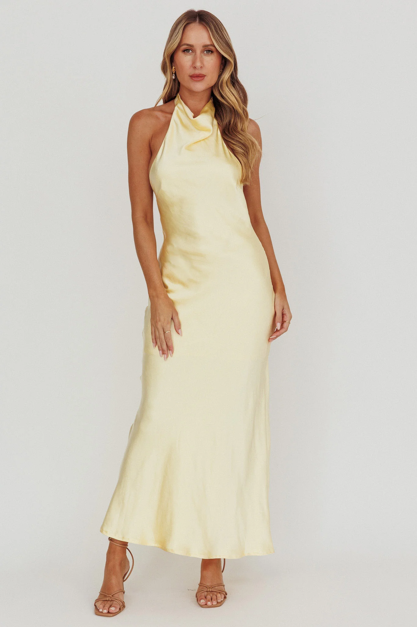 Sweetest Sundays Halterneck Open Back Dress Butter - Image 7