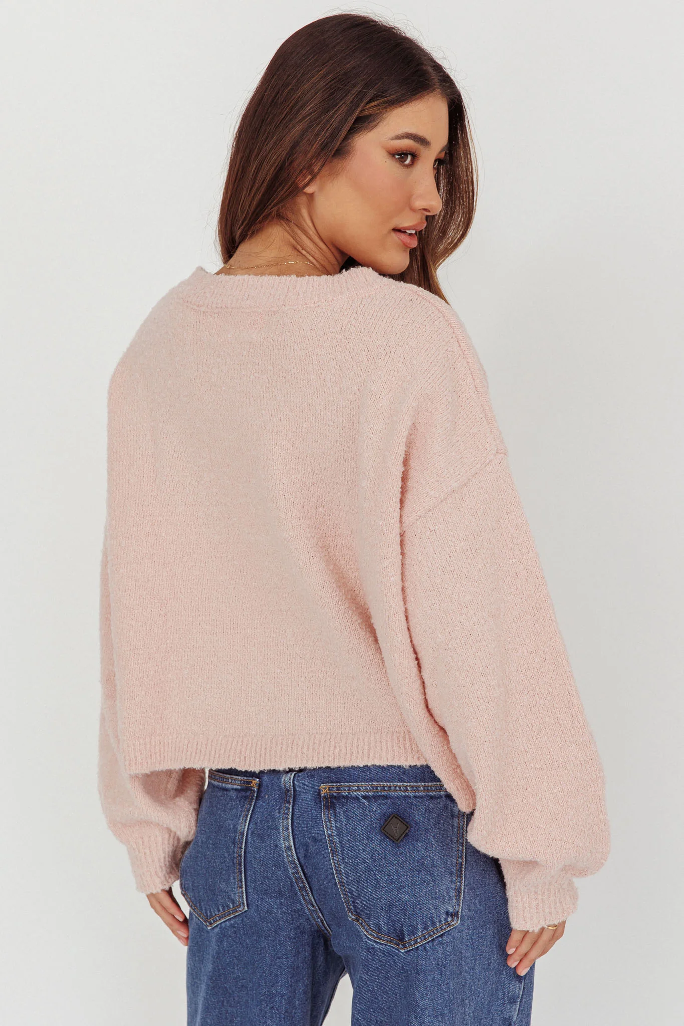 Taking Notes Button Front Cardigan Blush - Image 2