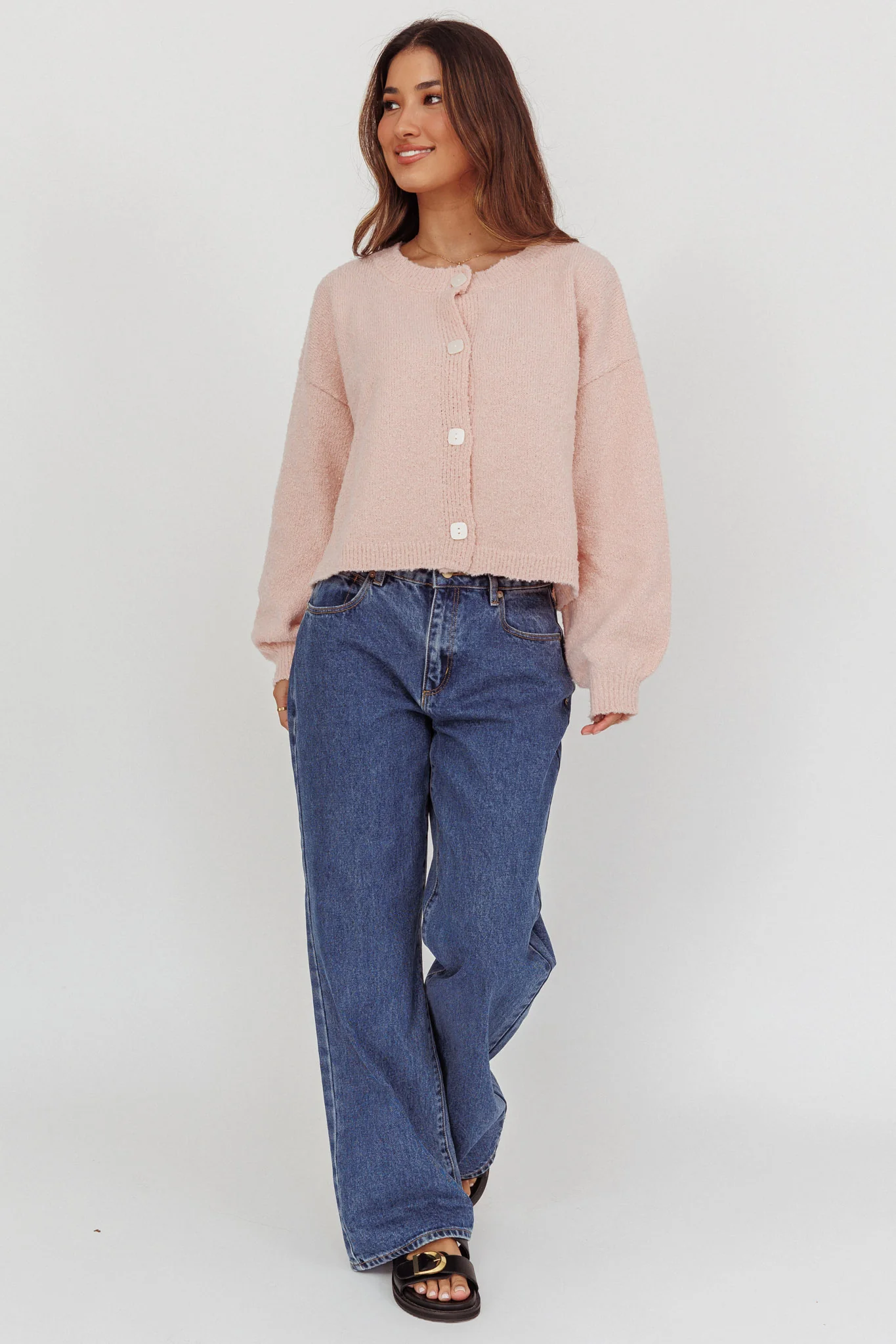 Taking Notes Button Front Cardigan Blush - Image 4