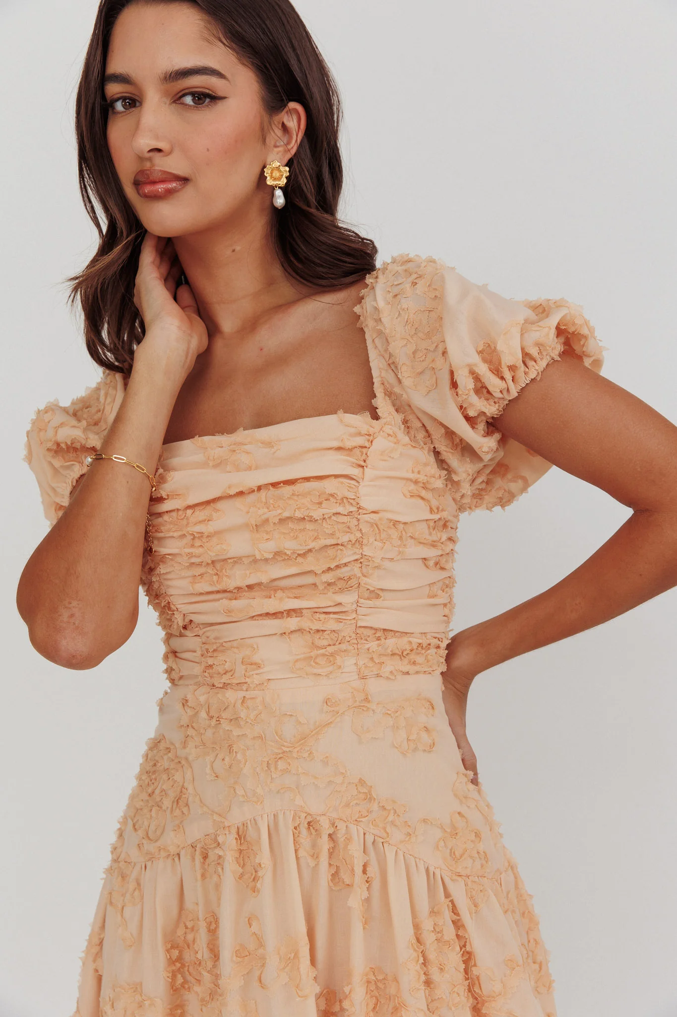 Telma Puff Sleeves Midi Dress Blush - Image 3