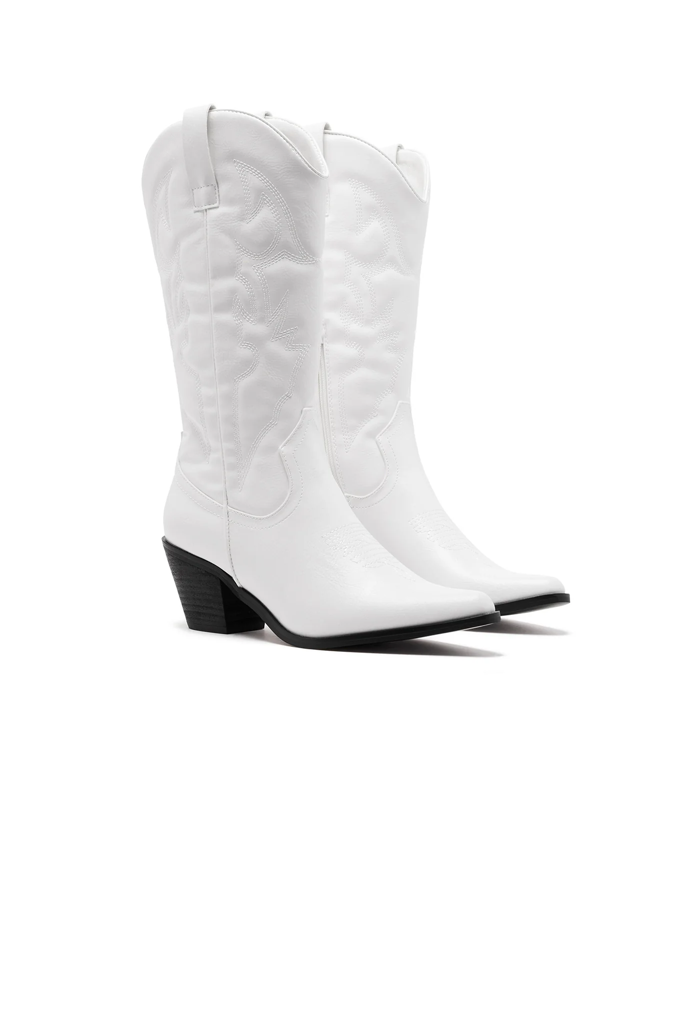 THERAPY Clayton Cowboy Boot White Faux Suede - Image 4