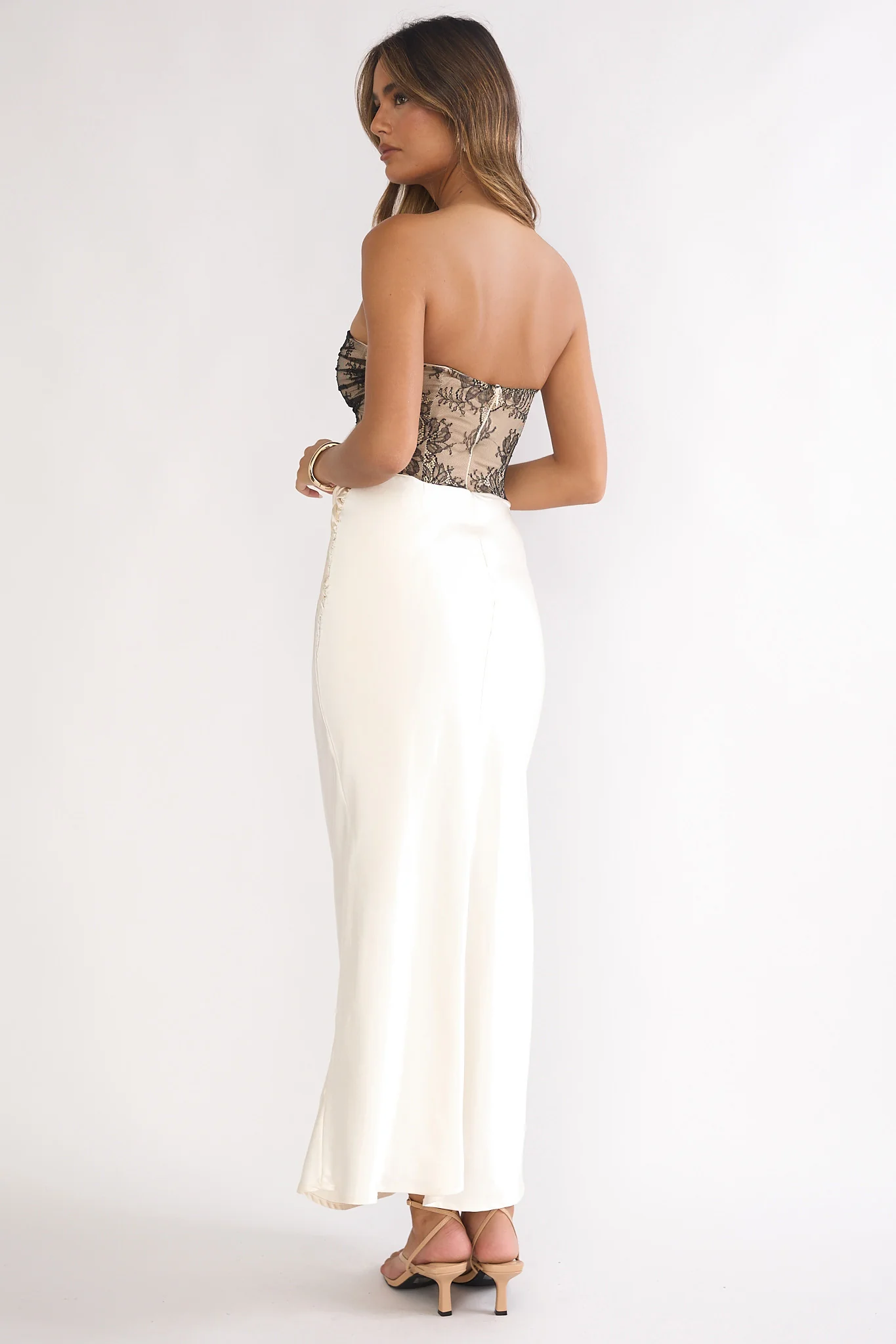Valoria Lace Bodice Maxi Dress Oyster - Image 2