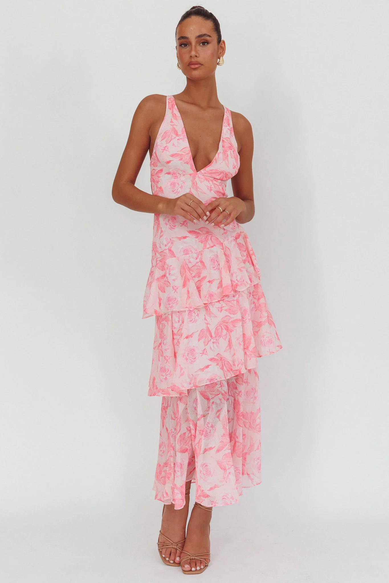 Veda Strappy Back Maxi Dress Floral Pink - Image 5