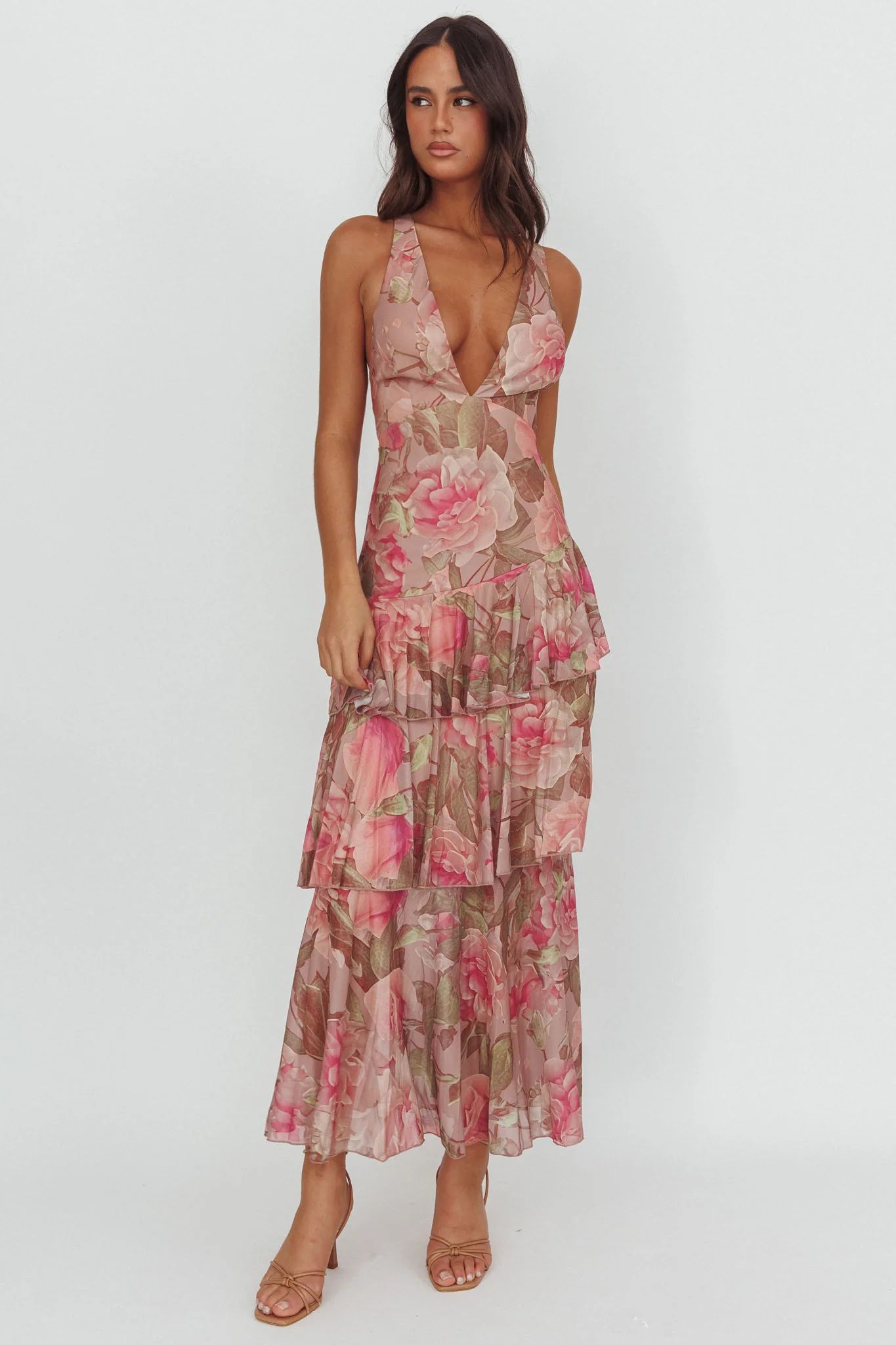 Veda Strappy Back Maxi Dress Roses Blush - Image 3