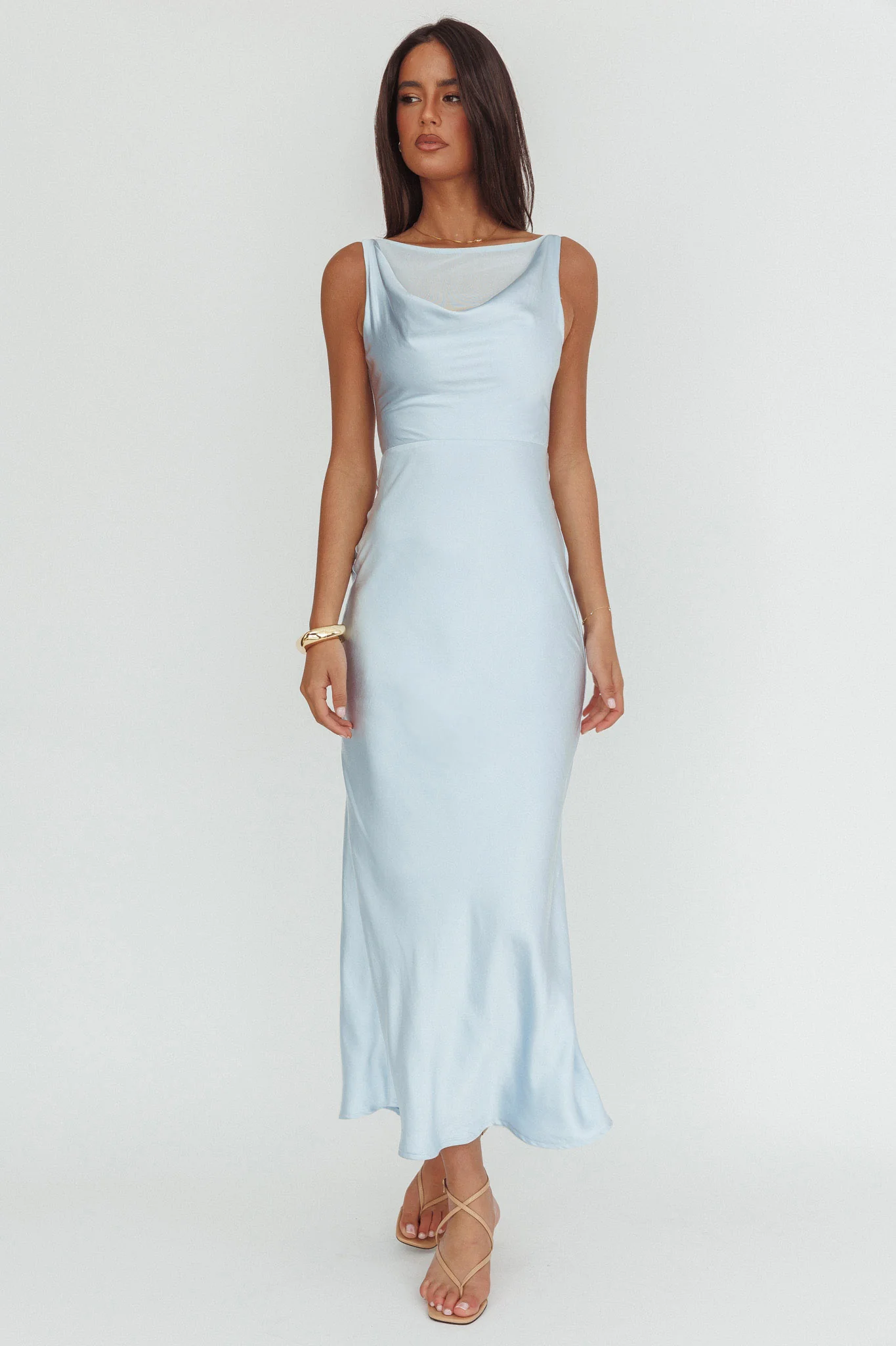 Venus Rising Sleeveless Cowl Neck Maxi Dress Blue - Image 2