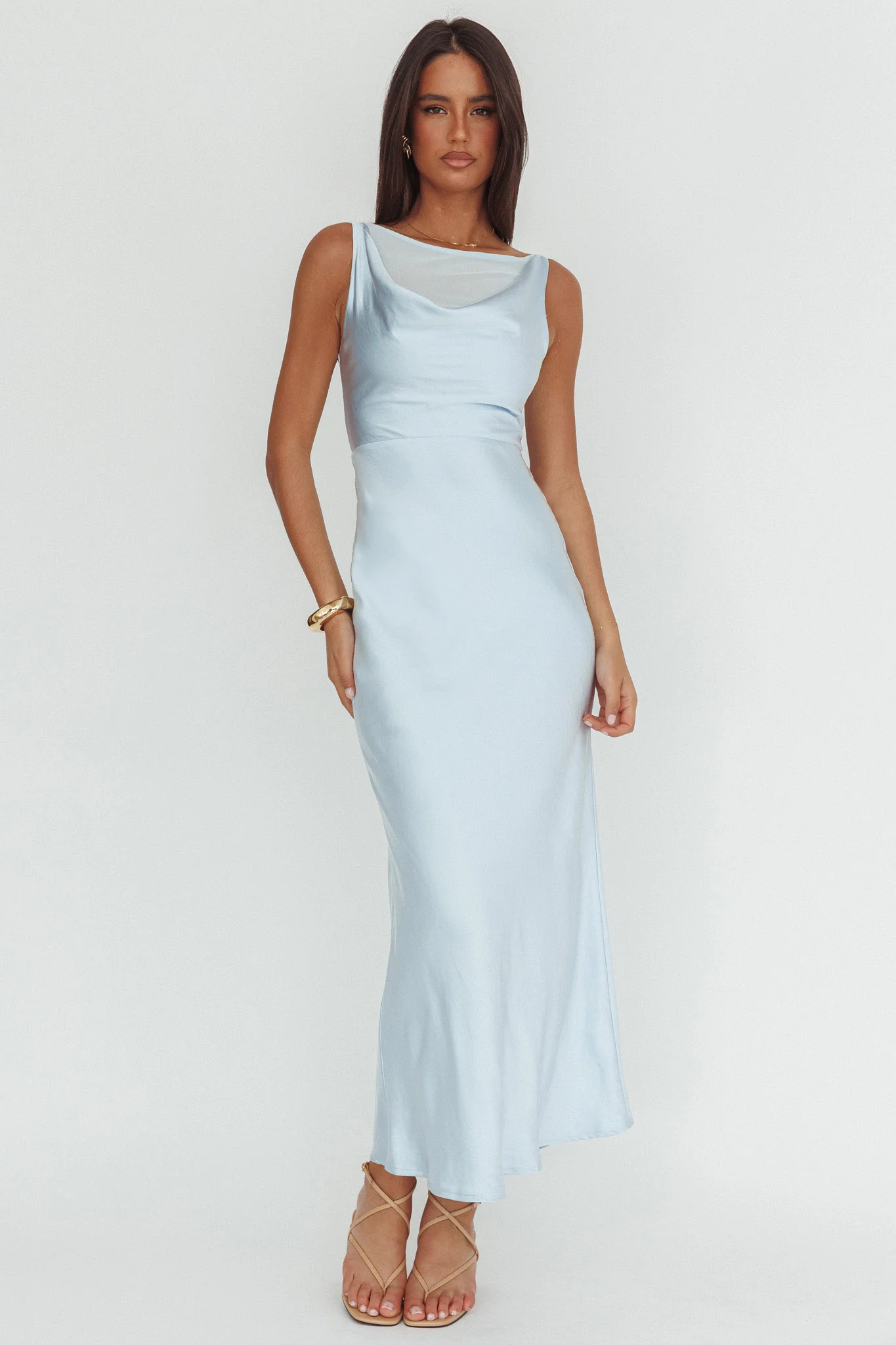 Venus Rising Sleeveless Cowl Neck Maxi Dress Blue - Image 5