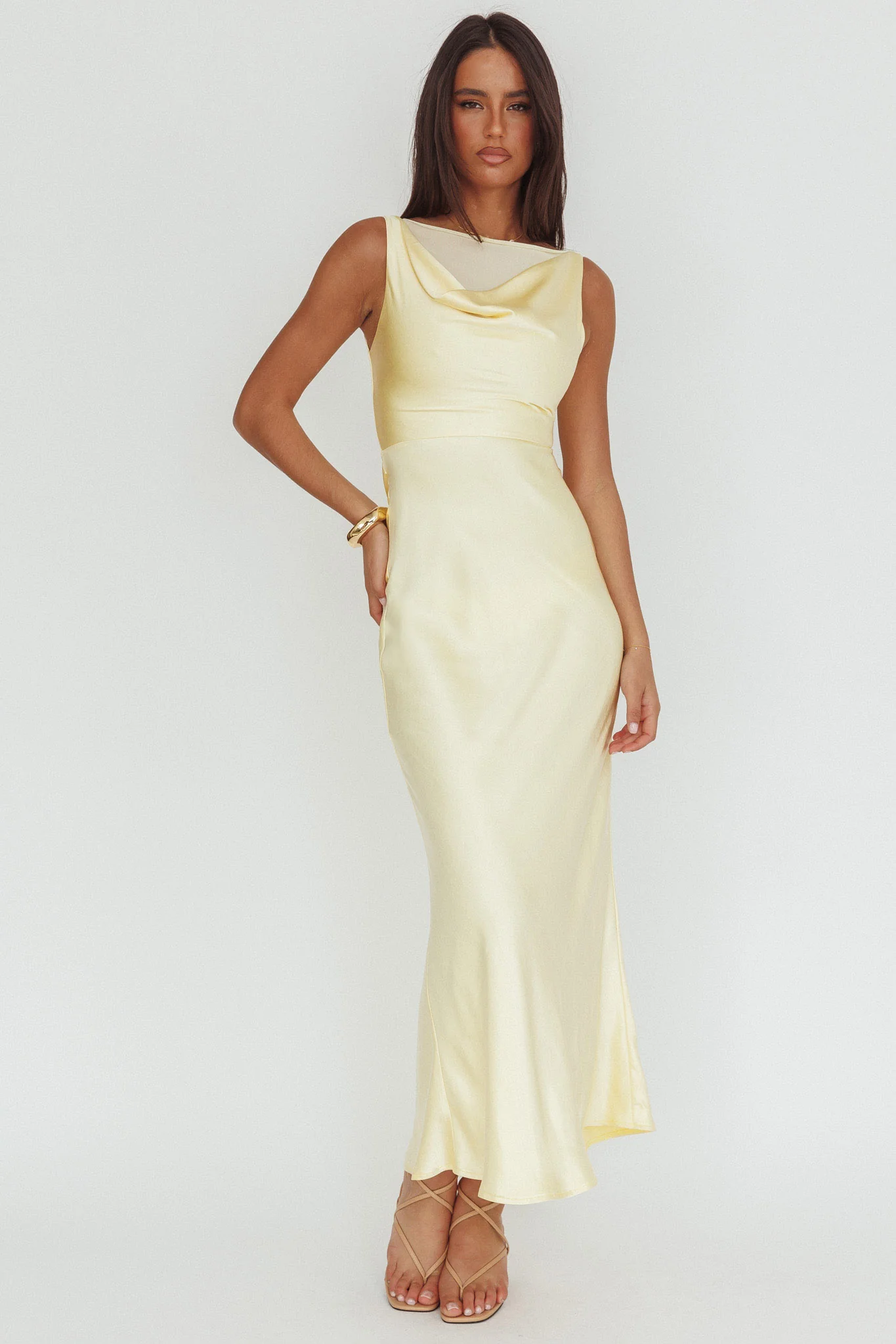 Venus Rising Sleeveless Cowl Neck Maxi Dress Butter - Image 4
