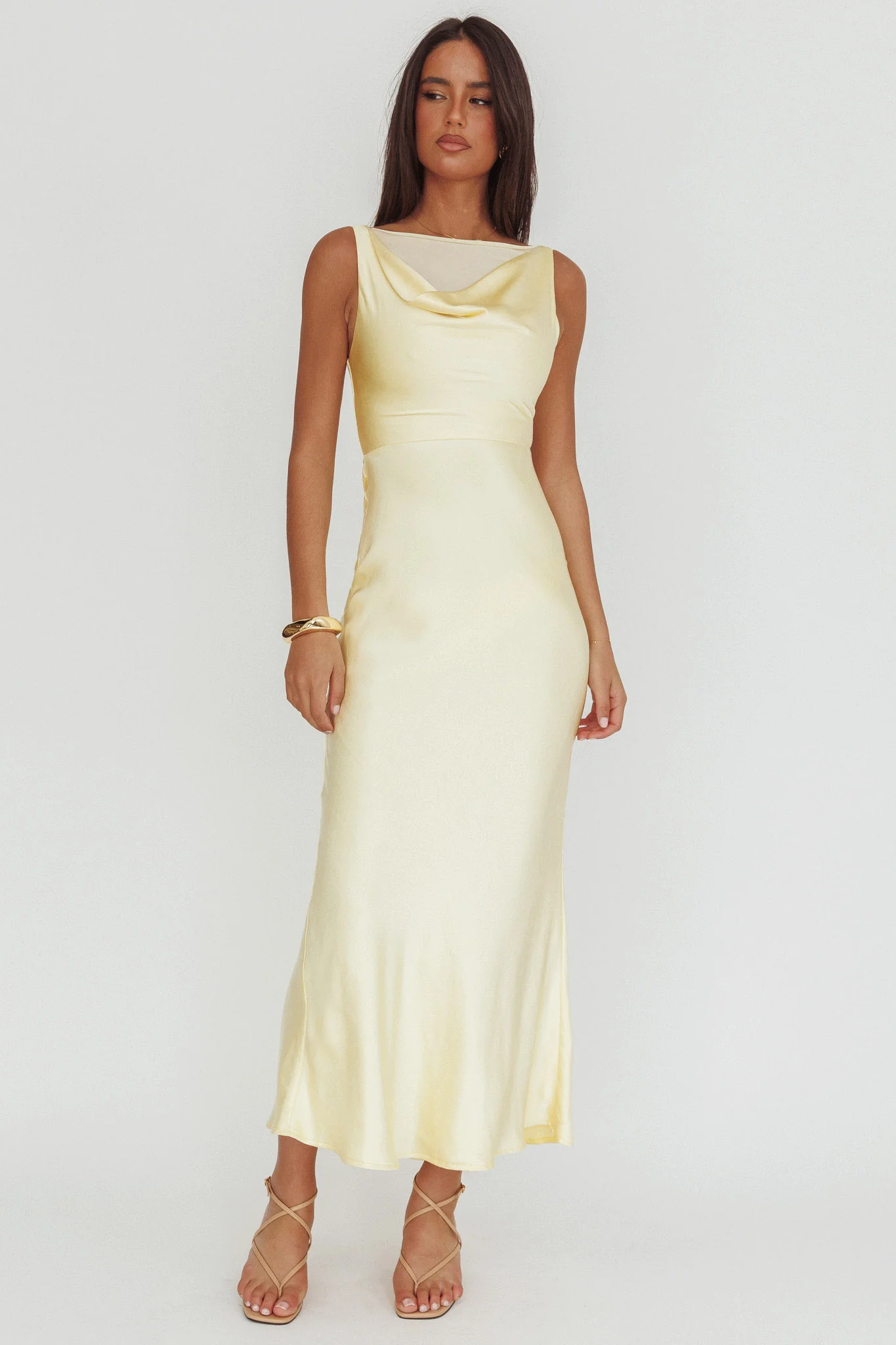 Venus Rising Sleeveless Cowl Neck Maxi Dress Butter - Image 5