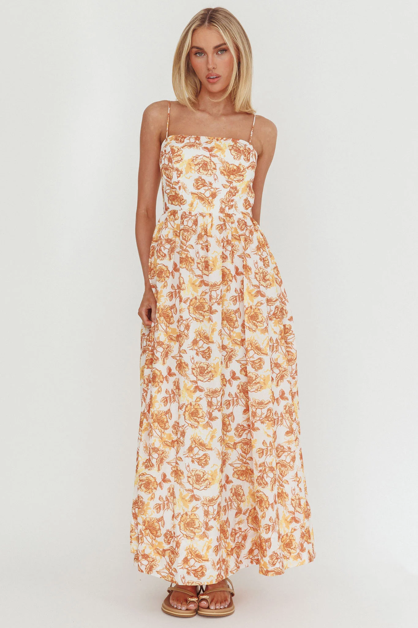 Wild Card Cami Strap Maxi Dress Floral Yellow - Image 5