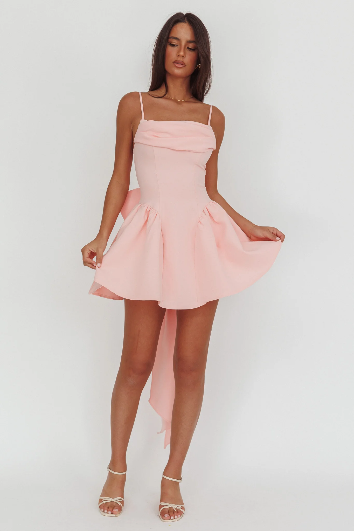 Wilder Oversized Back Bow Mini Dress Pink - Image 4