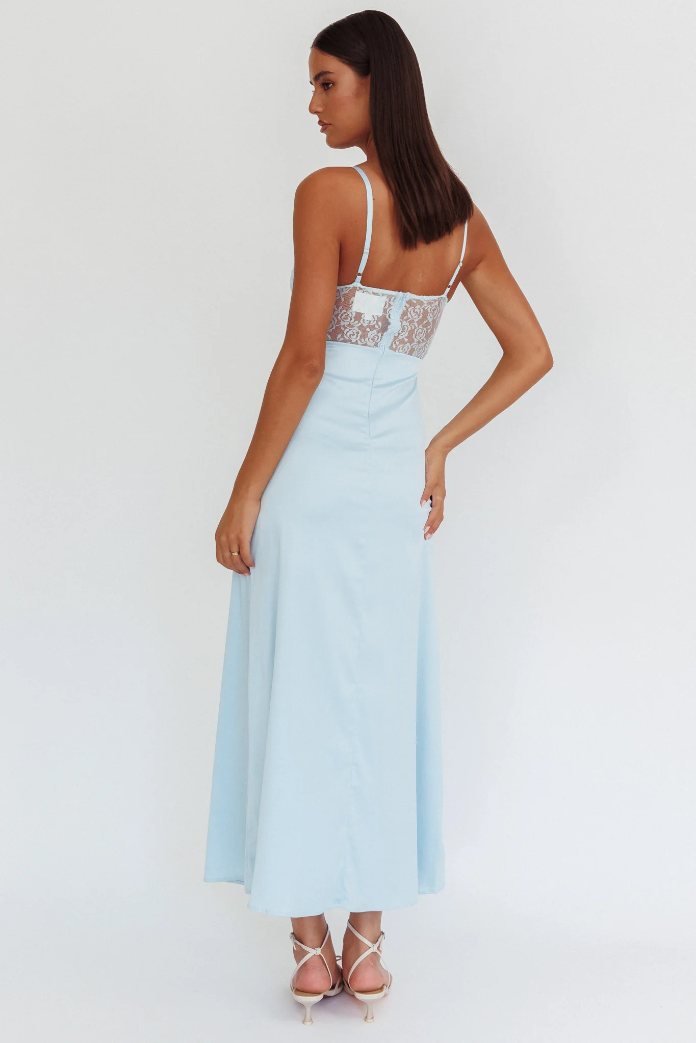 Wyatt Lace Twish Bust Maxi Dress Baby Blue - Image 2