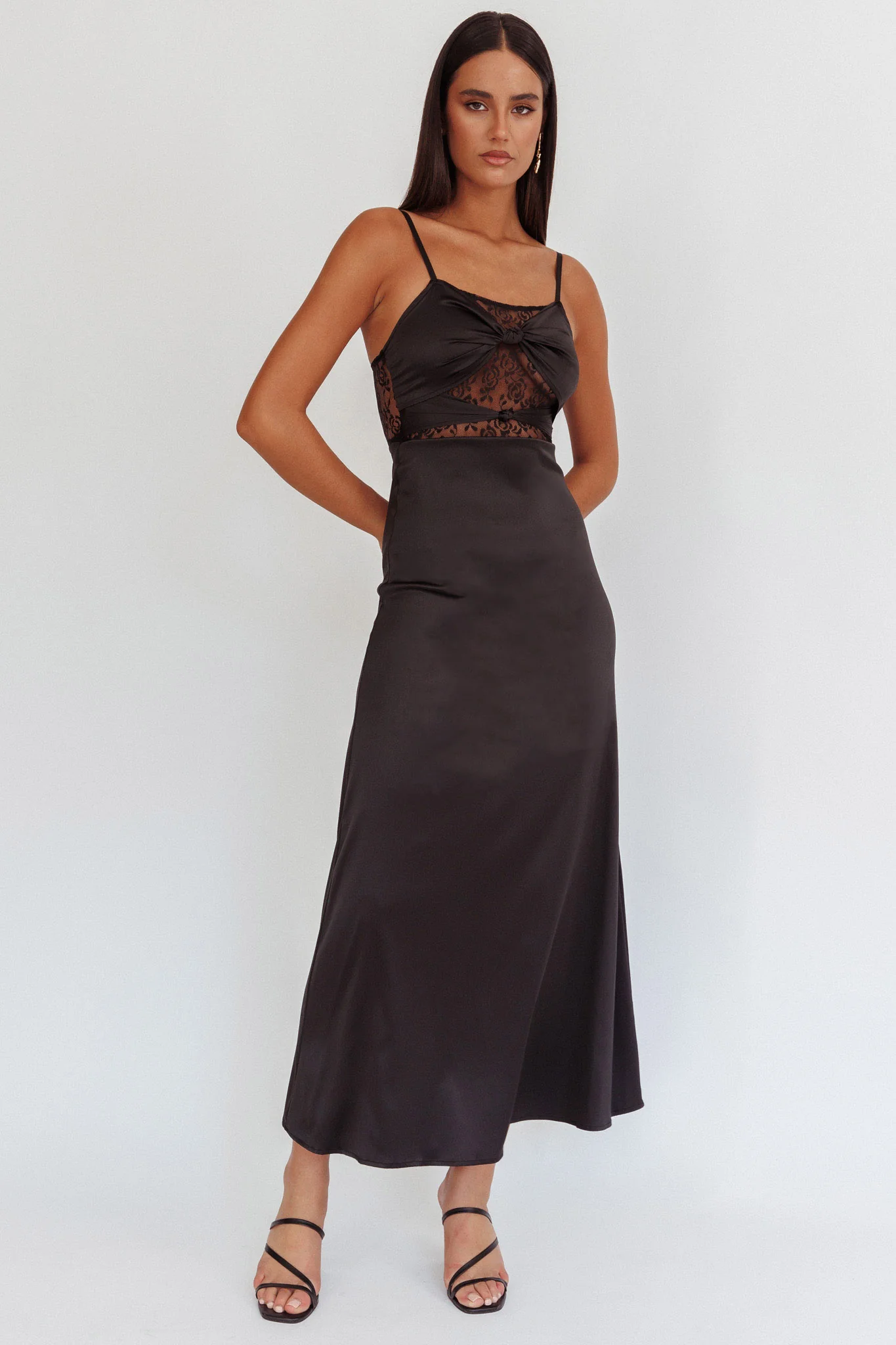 Wyatt Lace Twish Bust Maxi Dress Black - Image 4
